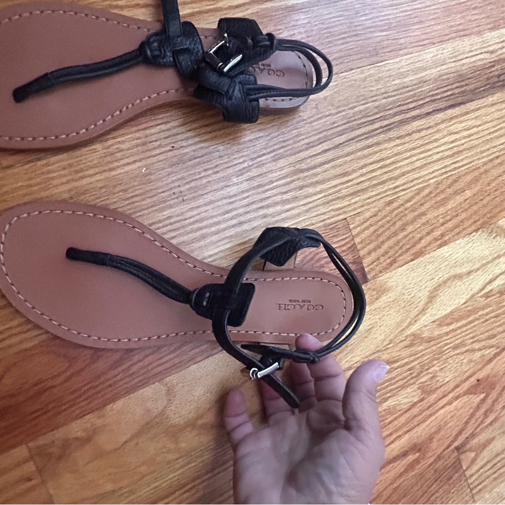 Coach Black Leather Sandals